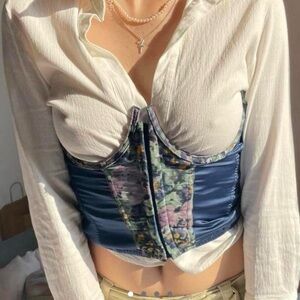 Floral Blue Corset Top